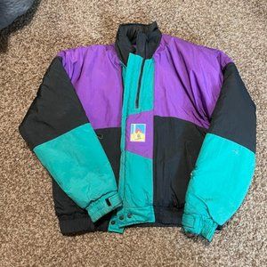 Vintage Purple and Green 90s Ski Jacket